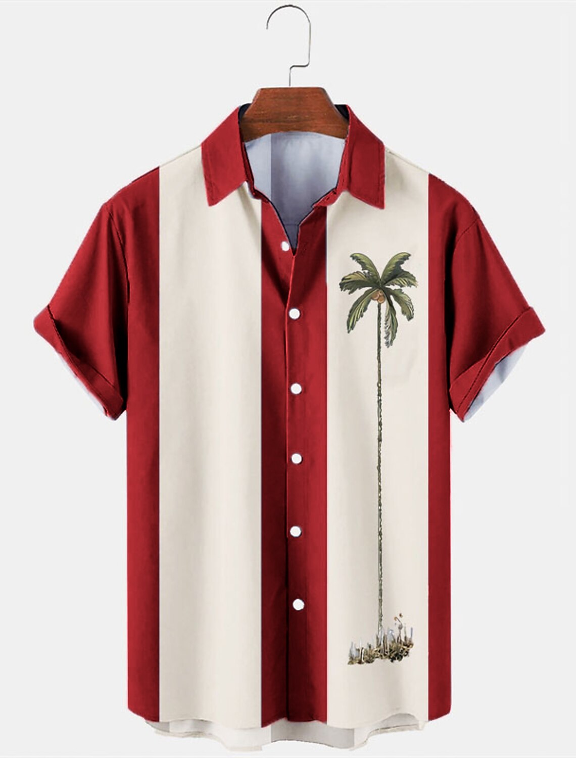 Men's Color Block Coconut Tree Tropical Plants Shirt Summer Hawaiian