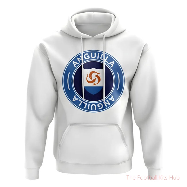 Men Anguilla Football Badge Hoodie (White)