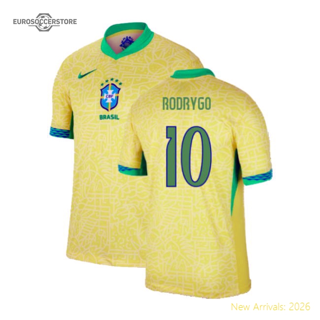 2024-2025 Brazil National Teams Home Shirt Rodrygo 10 For South