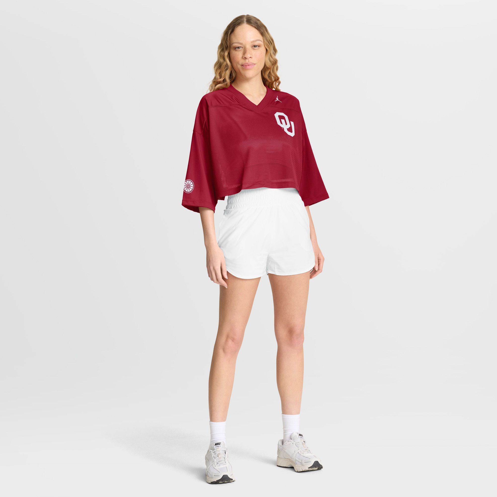 [NJP] Oklahoma Sooners Women's Cropped Mesh Dri-FIT Fashion Jersey - Crimson