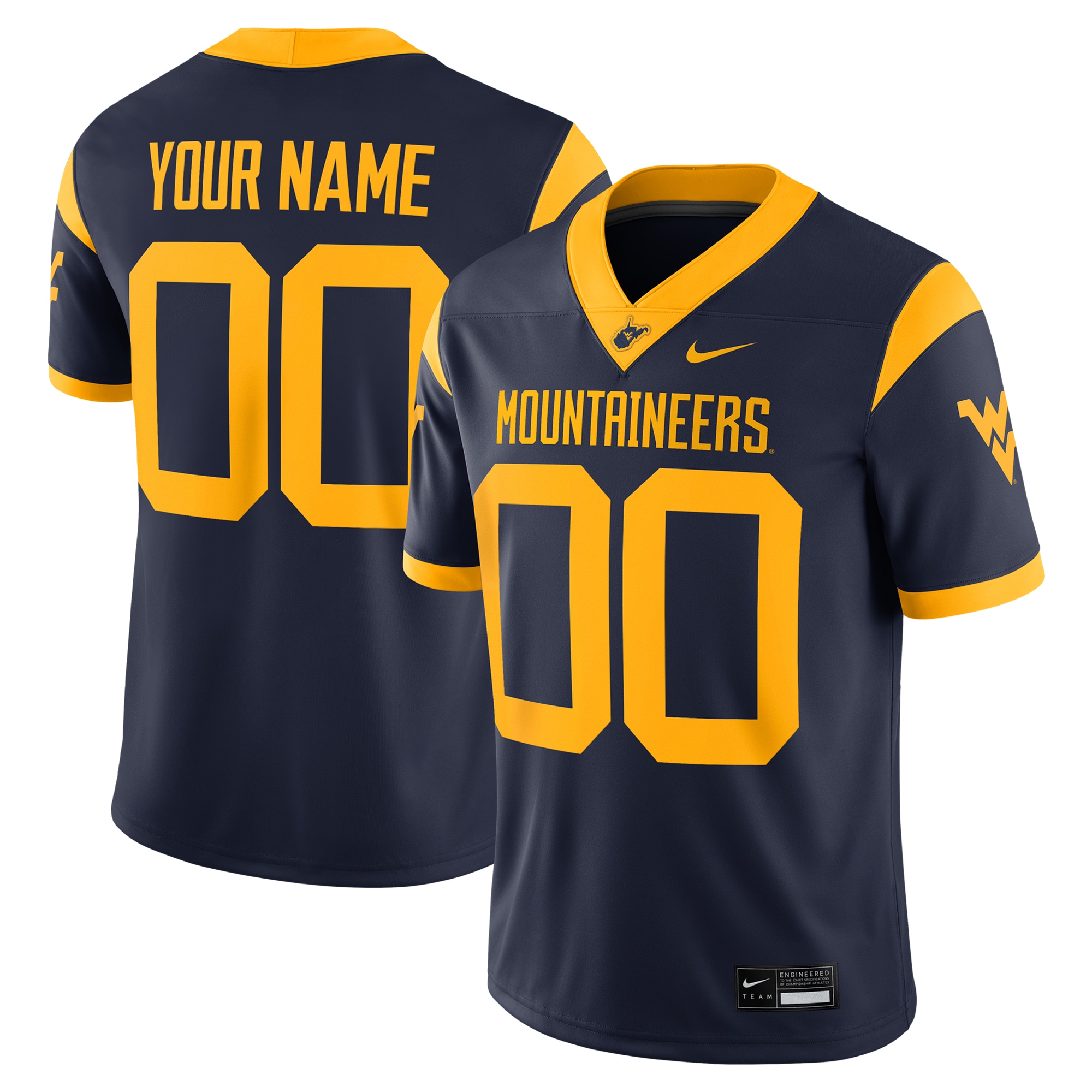 [NJP] West Virginia Mountaineers Custom Football Game Jersey - Navy