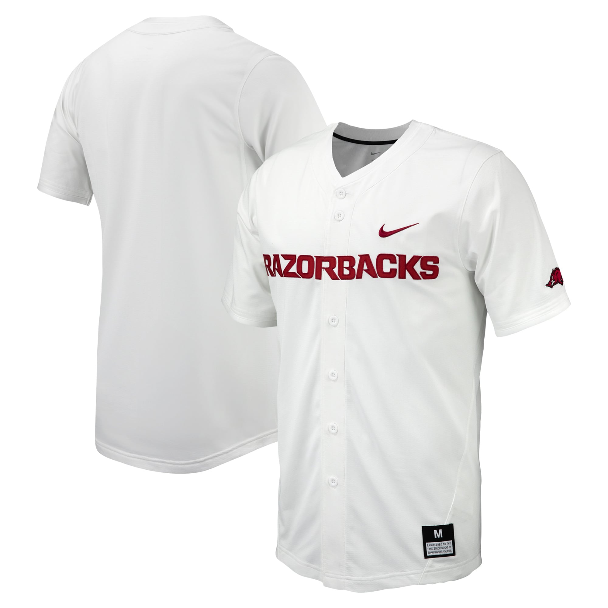 Arkansas Razorbacks Nike Replica Full-Button Baseball Jersey - White