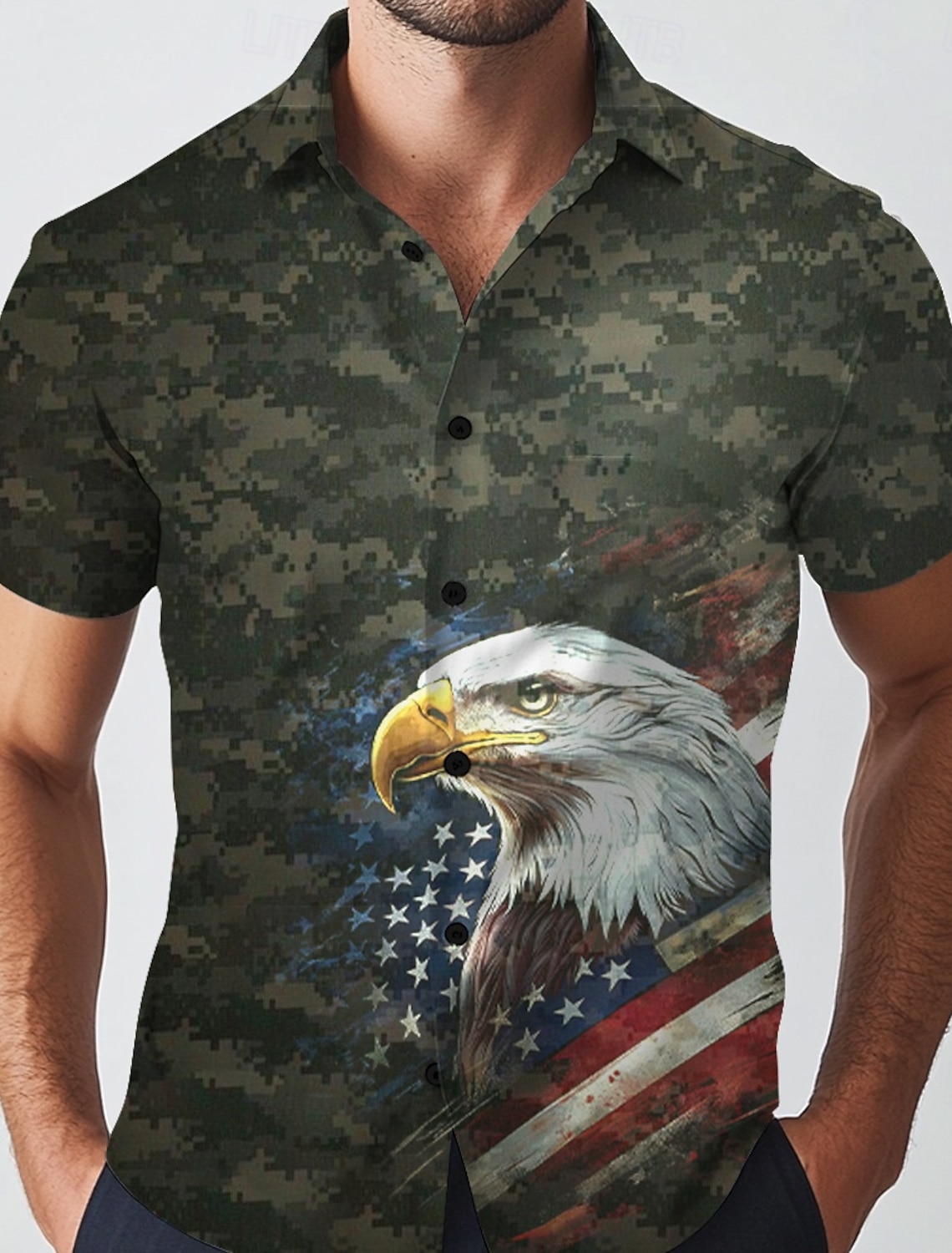 Independence Day Men's 4th of July U.S. 250th Anniversary Map US Flag Shirt Summer Shirt Button Up Shirt Short Sleeve Fashion Casual Streetwear Vacation Holiday Summer Turndown 3D Print Front One