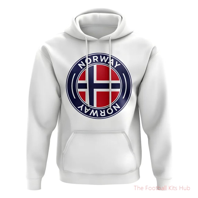 Men Norway Football Badge Hoodie (White)