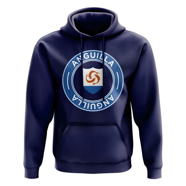 World-Class Anguilla Football Badge Hoodie (Navy) Aero-Dynamic