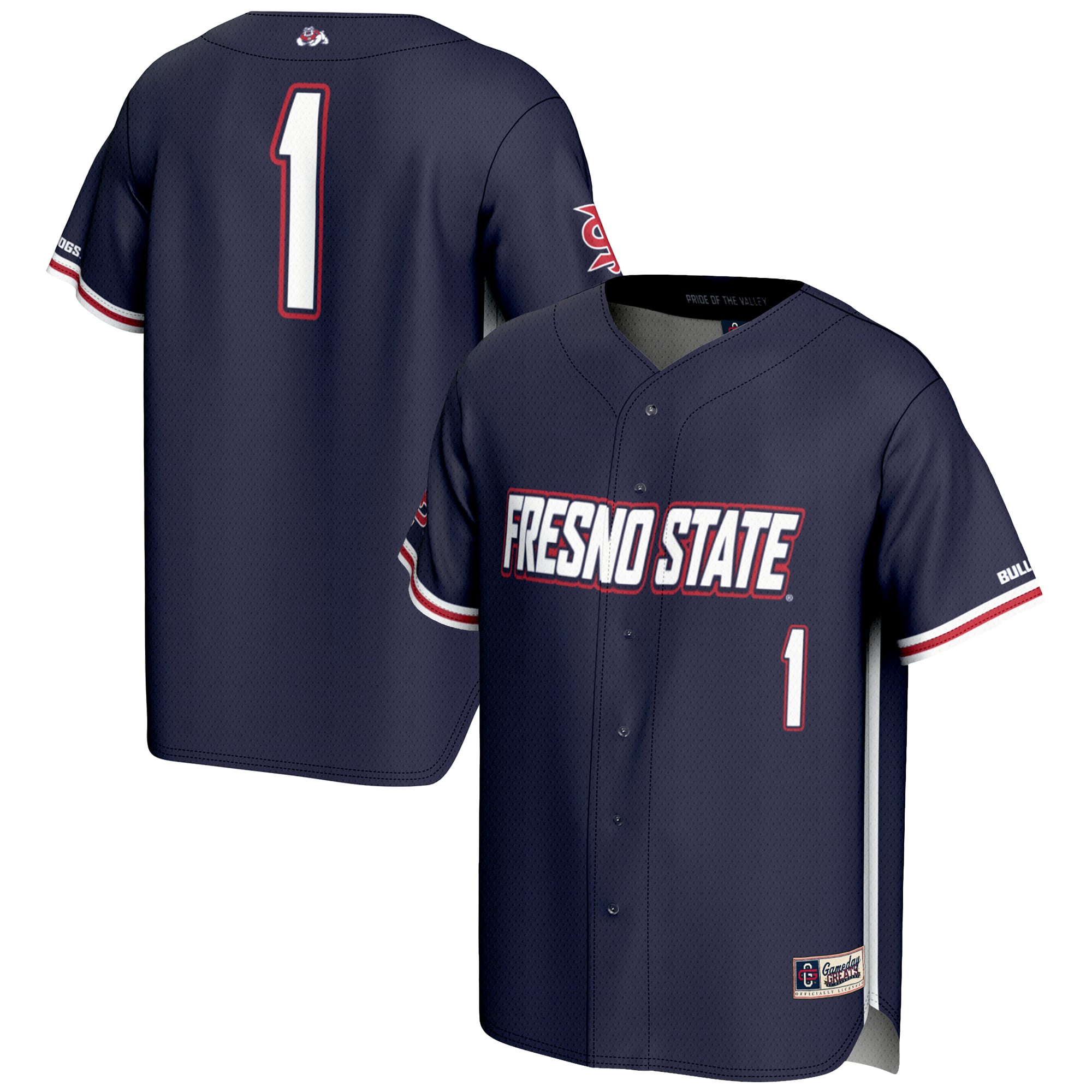 #1 Fresno State Bulldogs GameDay Greats Lightweight Baseball Jersey - Navy