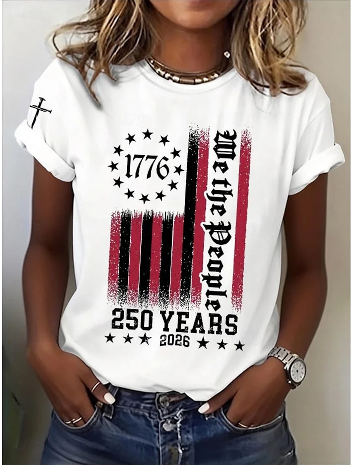 Independence Day American Anniversary Patriotic Women's T Shirt Print Asymmetrical Graphic Flag American Flag Vintage Fashion Stylish Short Sleeve One Shoulder Regular Tops Daily