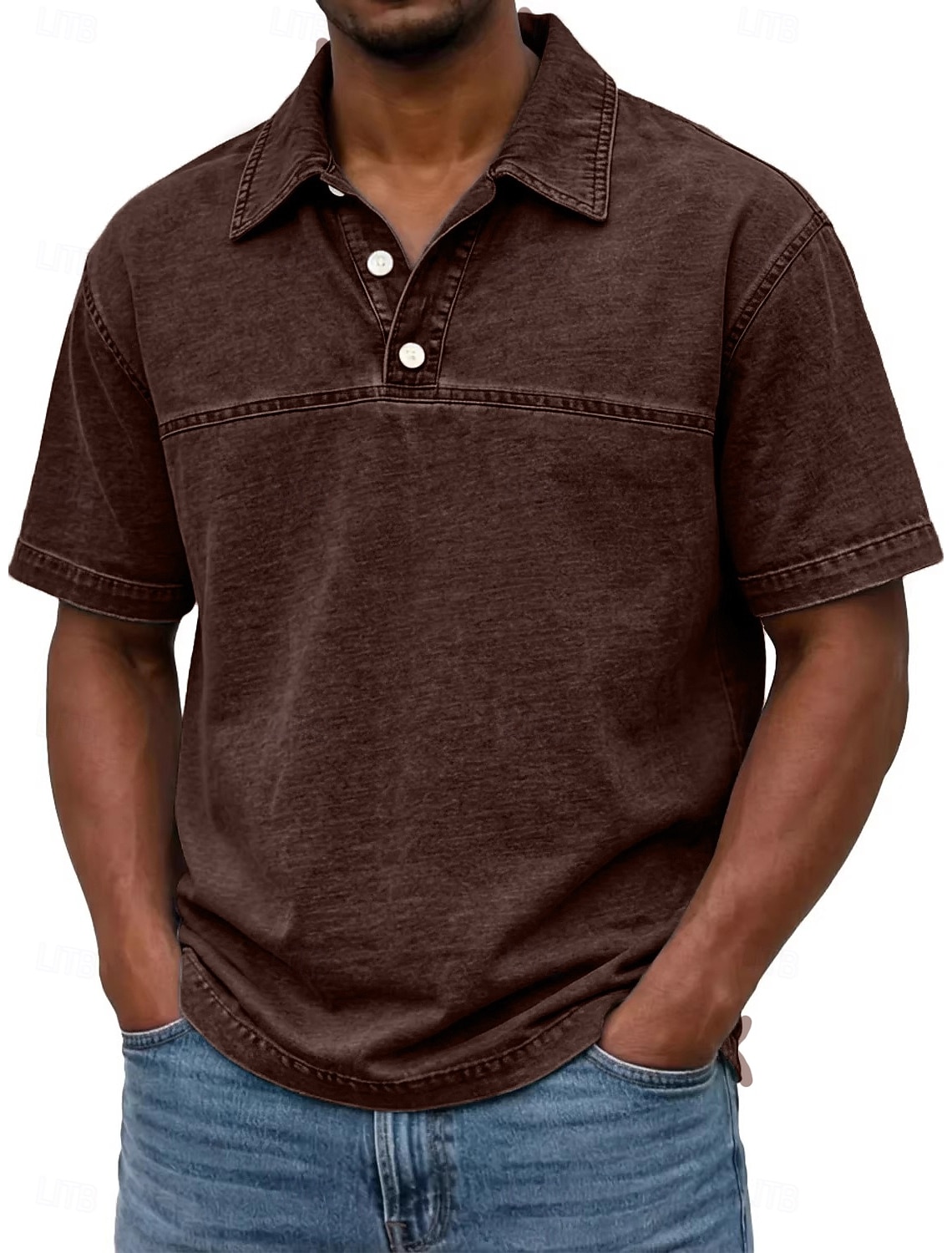 Men's Cotton Polo Shirt Casual Vacation Classic Long Sleeve Fashion