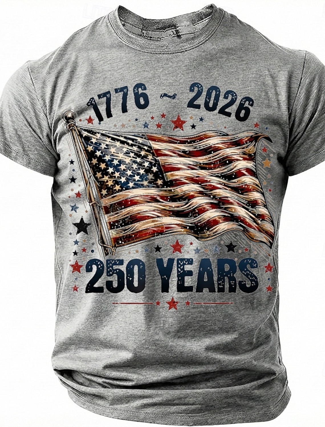4th of July 2026 250th Memorial Day Men's 3D Print US Flag Crew Neck Short Sleeve T-Shirt Daily Street