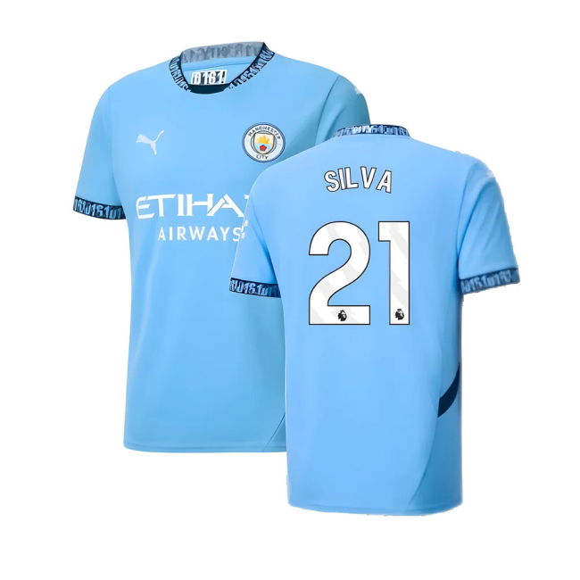 Authentic 2024-2025 Man City Home With Retro Design - Long Lasting