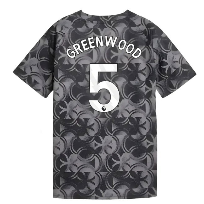 2025-2026 Man City Warm Up Jersey (Black) - Kids (Greenwood 5)