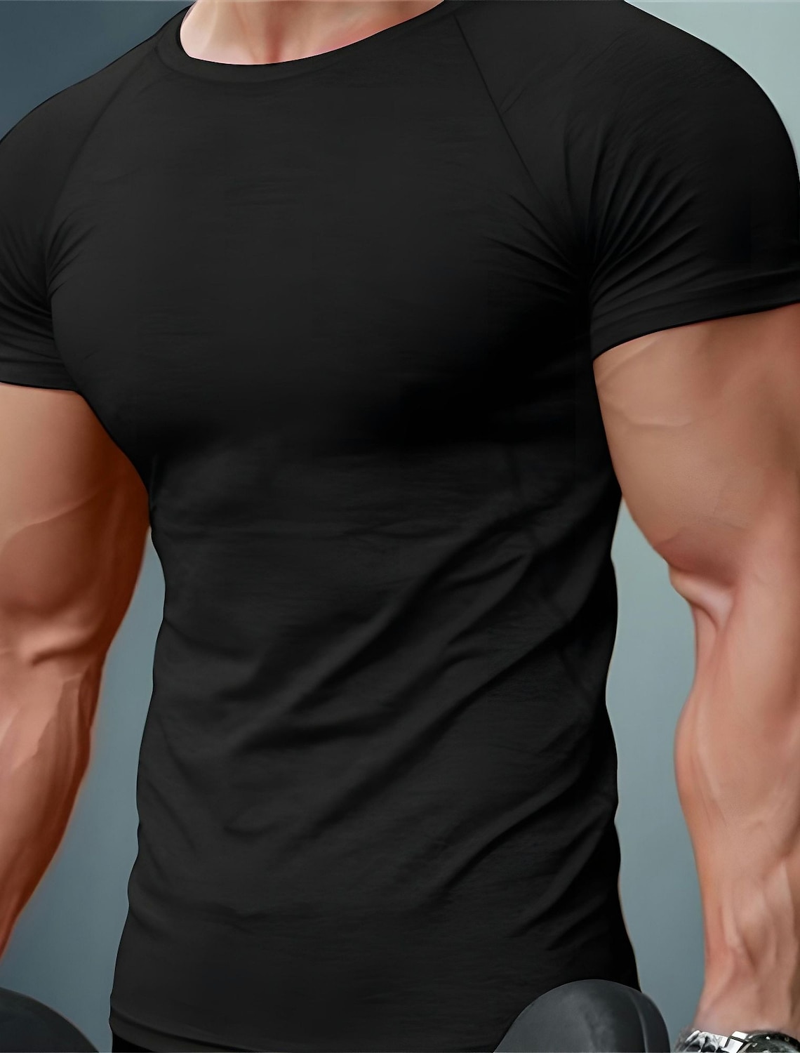 Men's T Shirt Muscle Moisture Wicking Shirts Short Sleeve Crew Neck