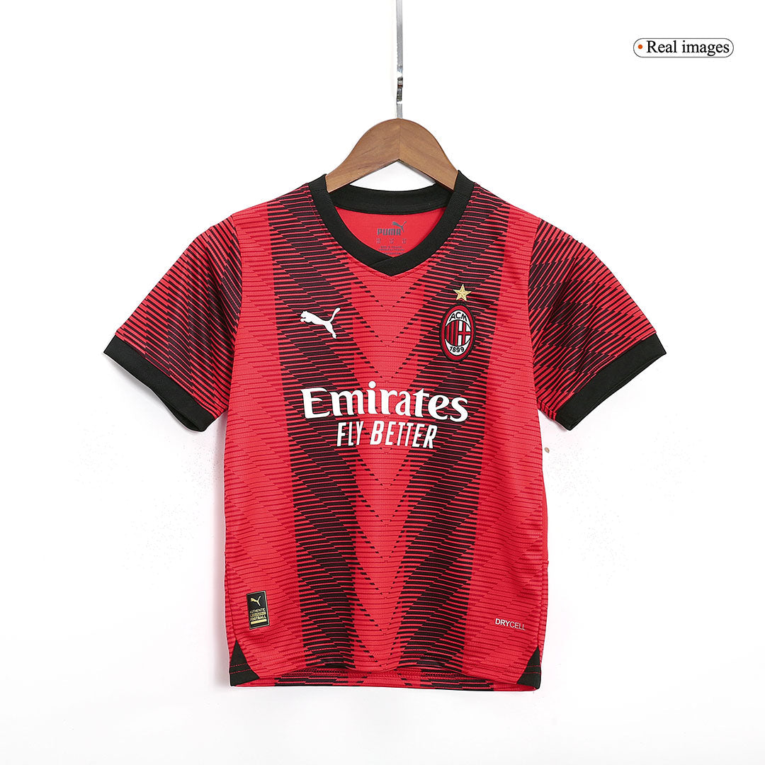 Kid's AC Milan Home Soccer Jersey Kit(Jersey+Shorts) 2023/24Authentic