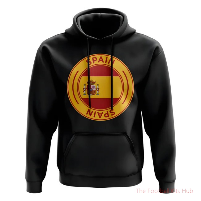 Men Spain Football Badge Hoodie (Black) UEFA Euro