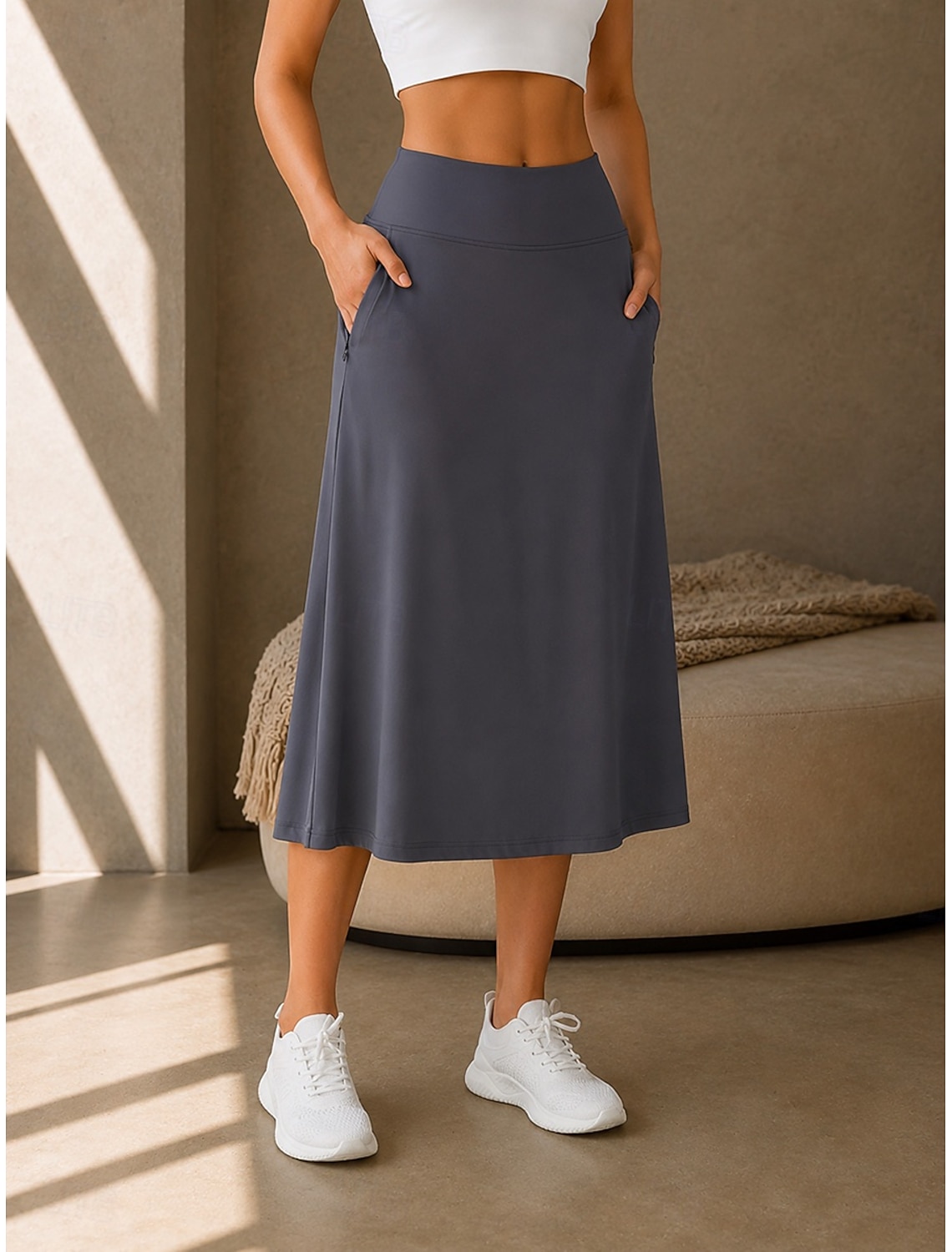 Women's Tennis Golf Skirts Cargo Skits Basic Midi High Waist Skirts Daily Beach Khaki Black Camel Peacock Blue Summer