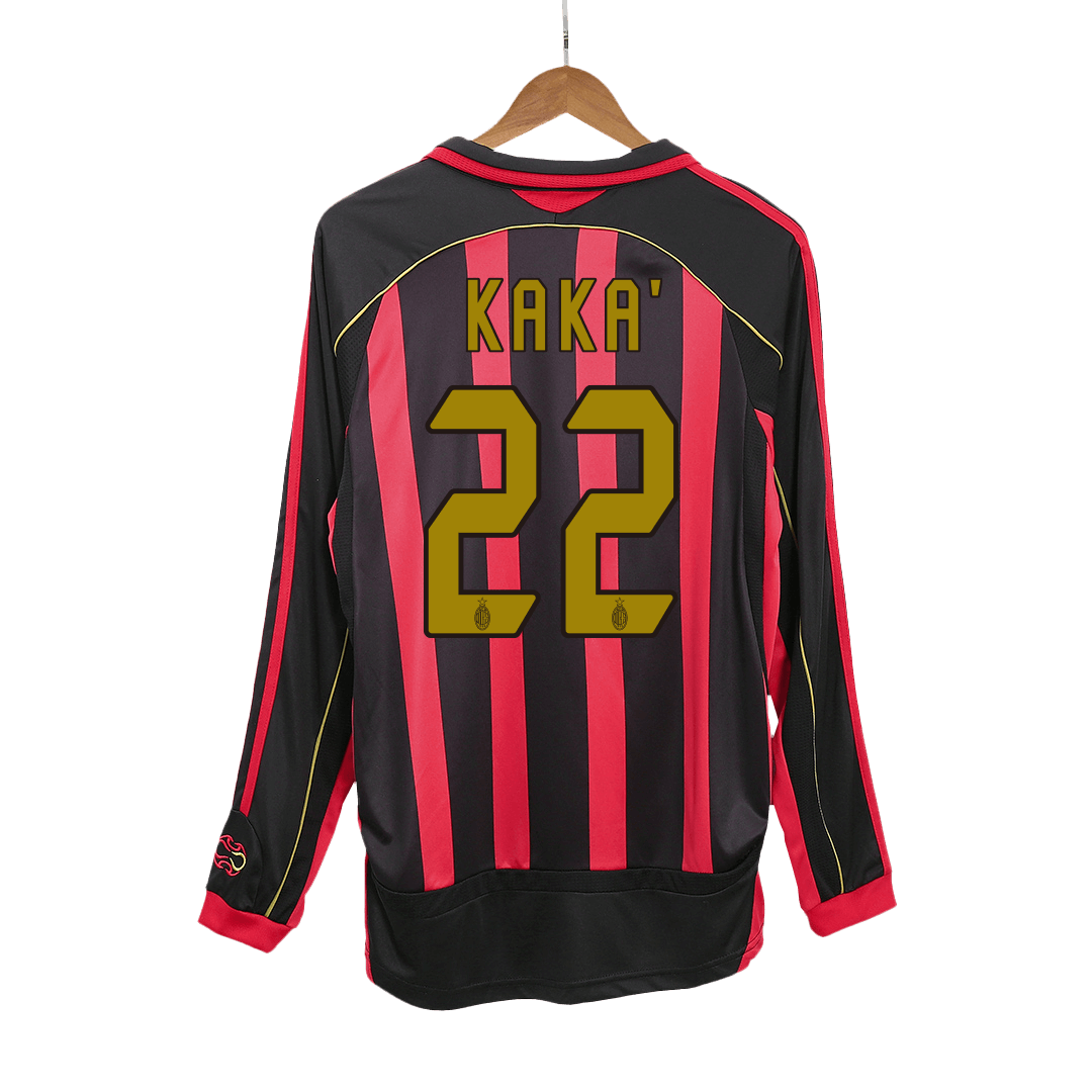 Retro KAKA' #22 2006/07 AC Milan Home Long Sleeve Soccer JerseyAuthent