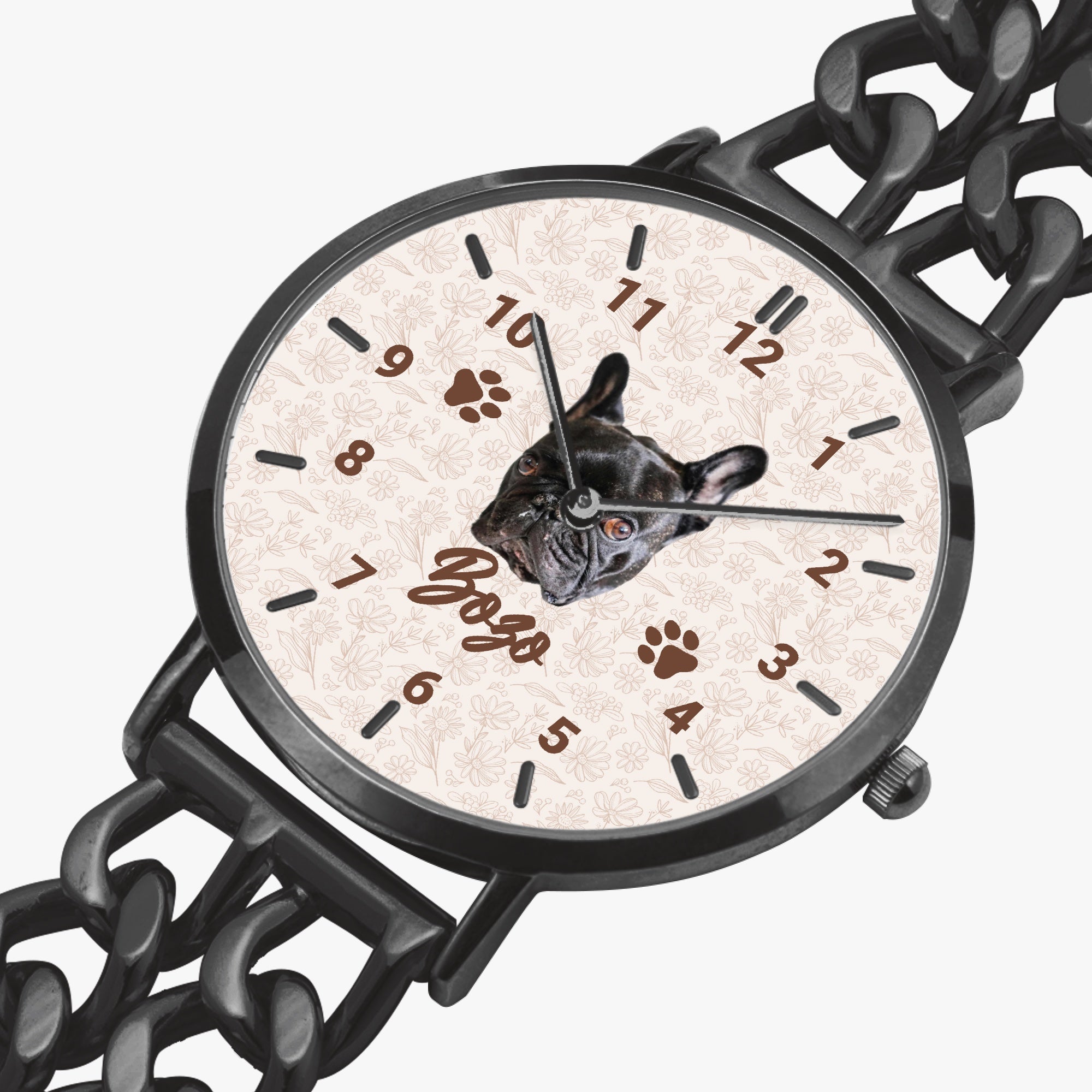 French Bulldog Spud Personalized Chic Hollow Strap Watch For Frenchie