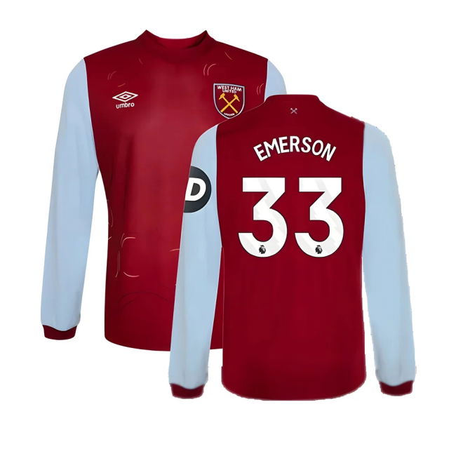 Retro West Ham 2023-2024 West Ham Long Sleeve Home Shirt (Kids) (EM...
