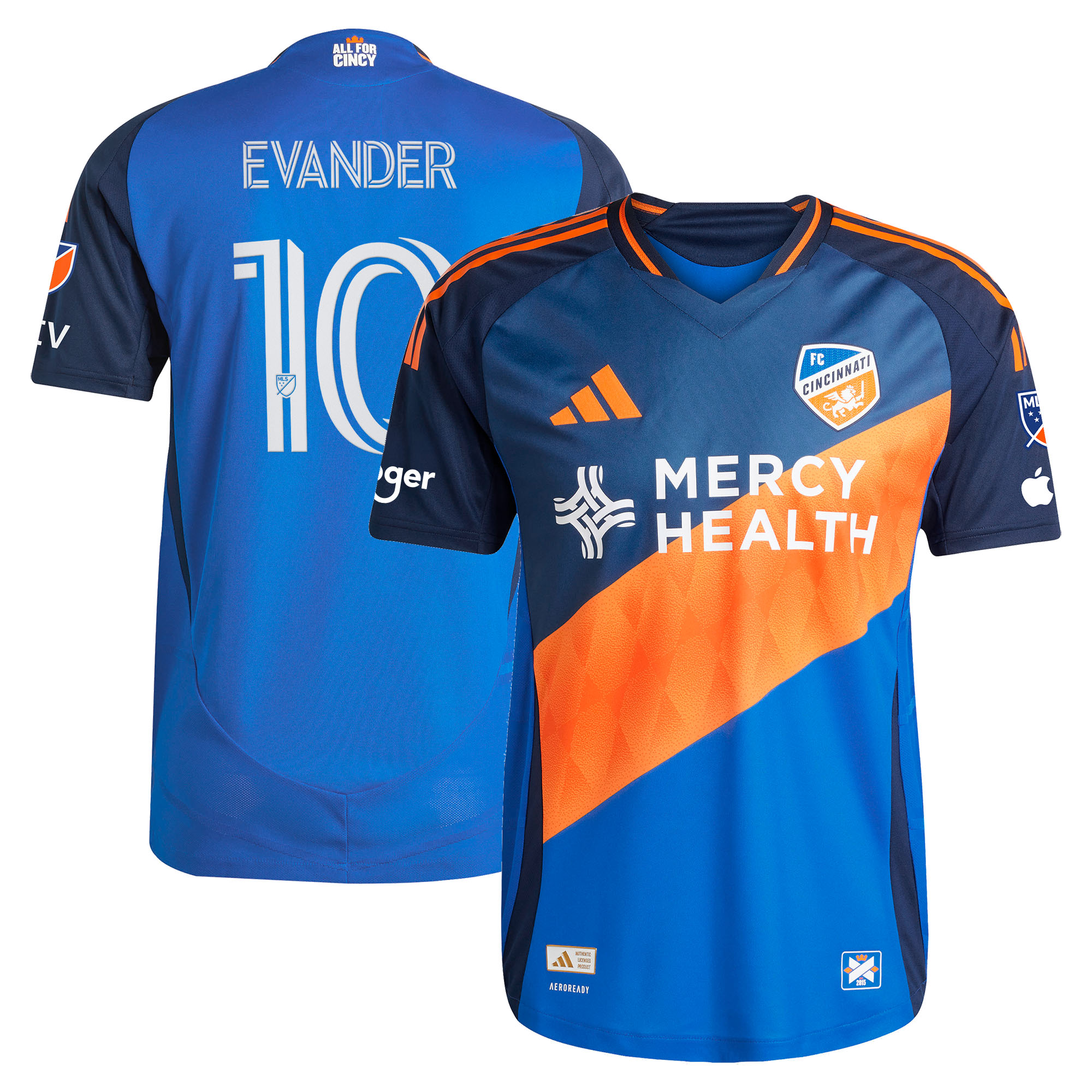 [LK] Women's Evander da Silva Ferreira FC Cincinnati 2025 Orange and Blue Legacy Kit On-Field Authentic Jersey - Blue