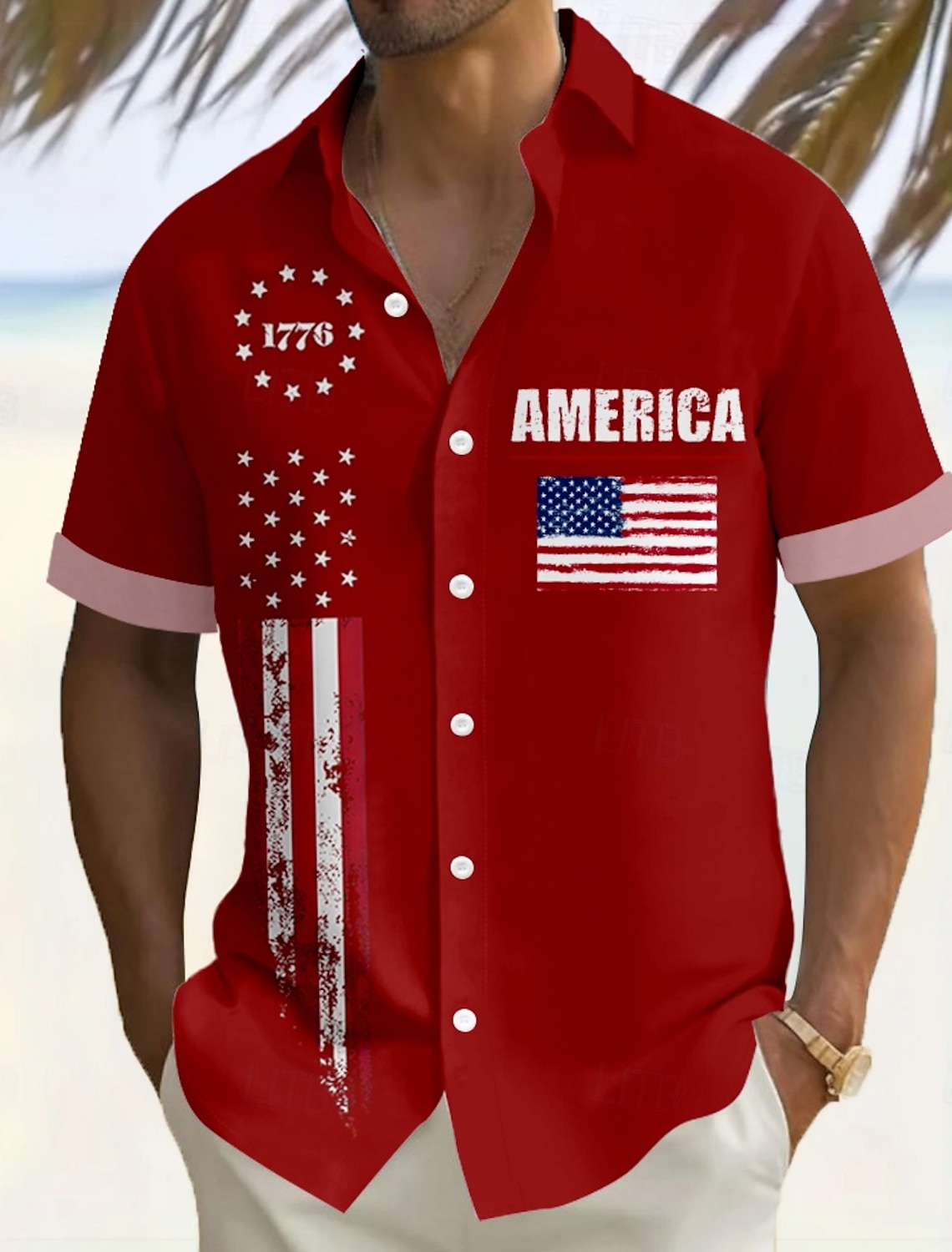 Independence Day Men's American US Flag Patriotic 1776 Shirt Summer Shirt Button Up Shirt Short Sleeve Fashion Casual Outdoor Vacation Dailywear Summer Turndown 3D Print