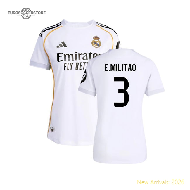 High-Quality 2025-2026 Real Madrid Authentic Home Shirt (Womens) (E.Militao
