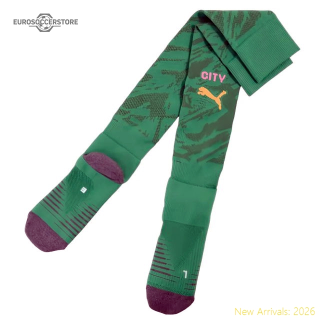 Authentic 2025-2026 Man City Goalkeeper Away Socks (green) - Premium