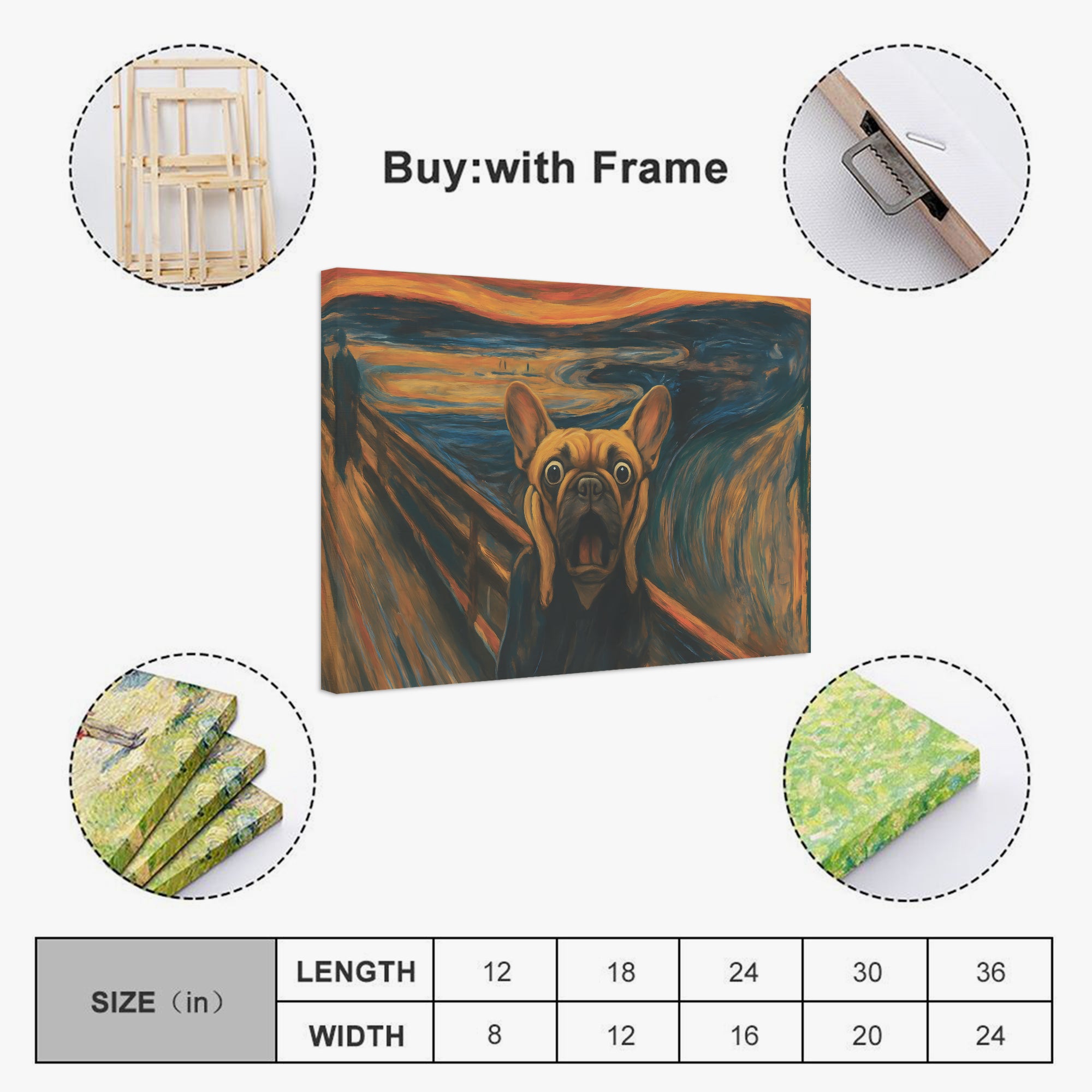 Cozy Durable Ivy - Adorable Frenchie Canvas Wall Art for Casual Outings