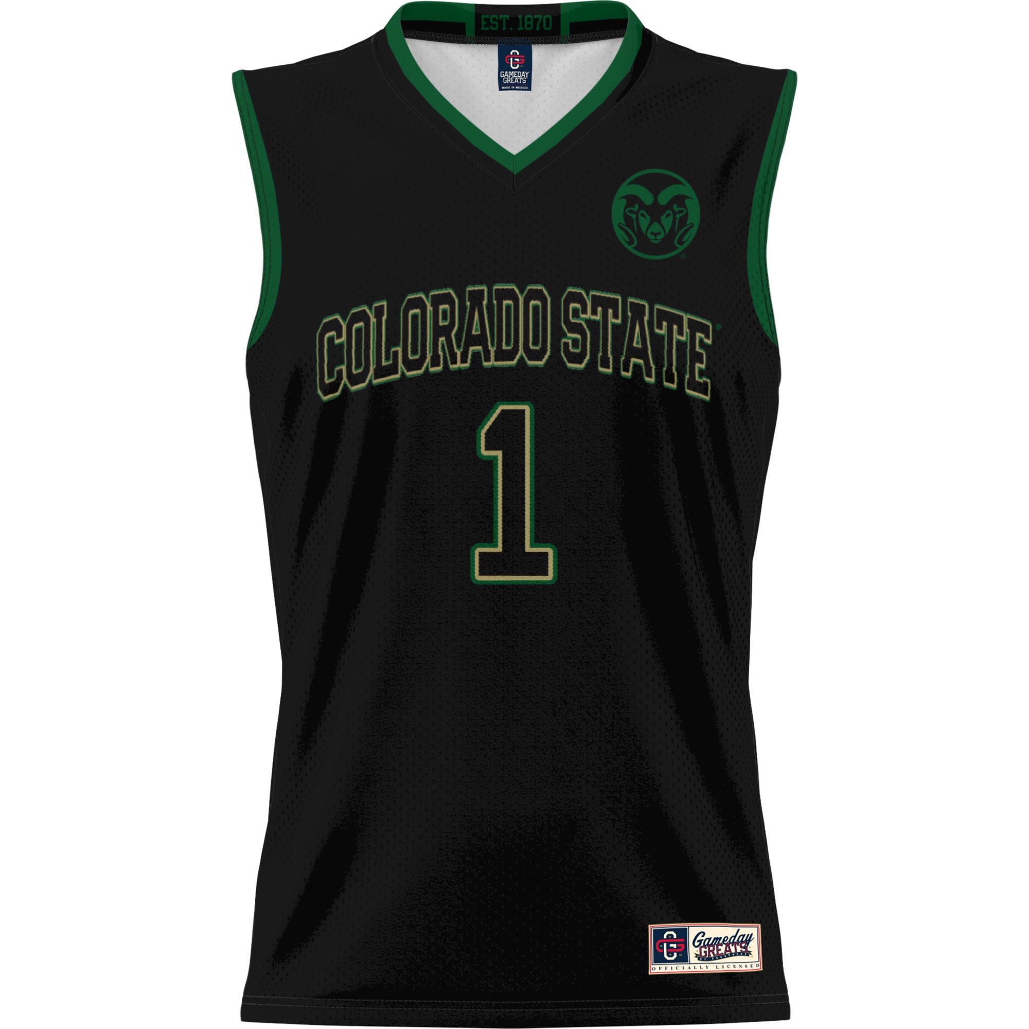 #1 Colorado State Rams GameDay Greats Unisex Lightweight Basketball Jersey - Black