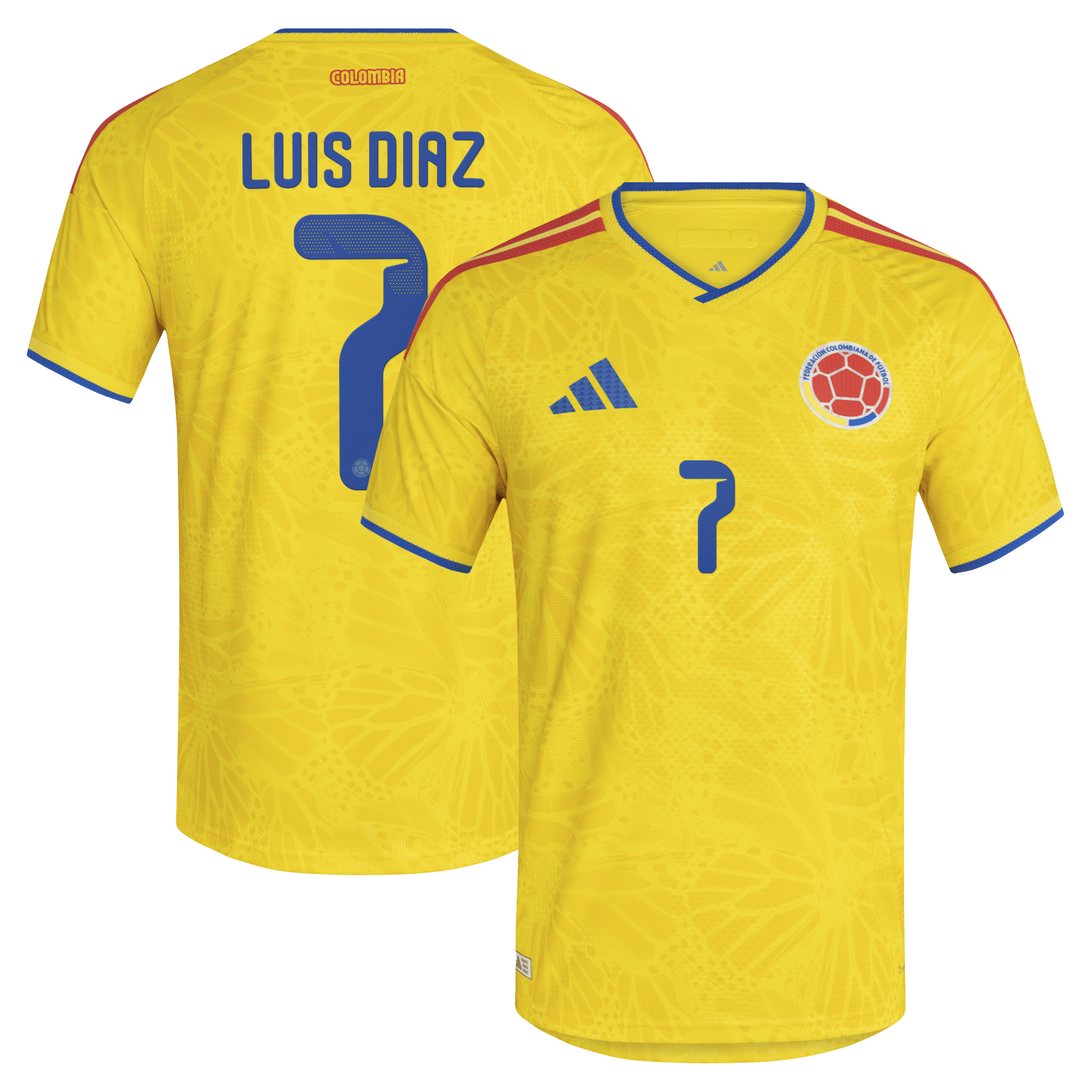 [SJH] Luis Diaz Colombia National Team 2026 Home Authentic Jersey - Yellow
