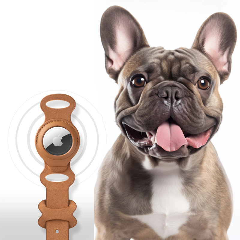 Frenchie Adjustable collar for Apple Airtag Case