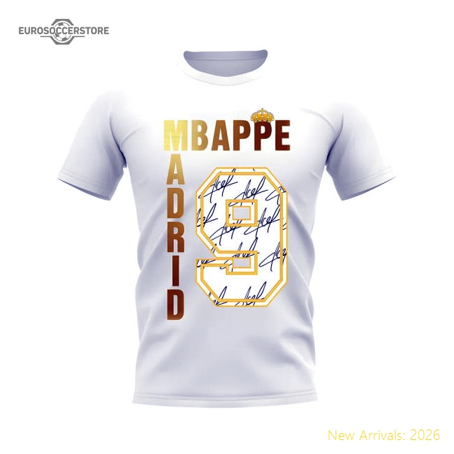 Kylian Madrid Mbappe Real Madrid Autograph T-Shirt (White)