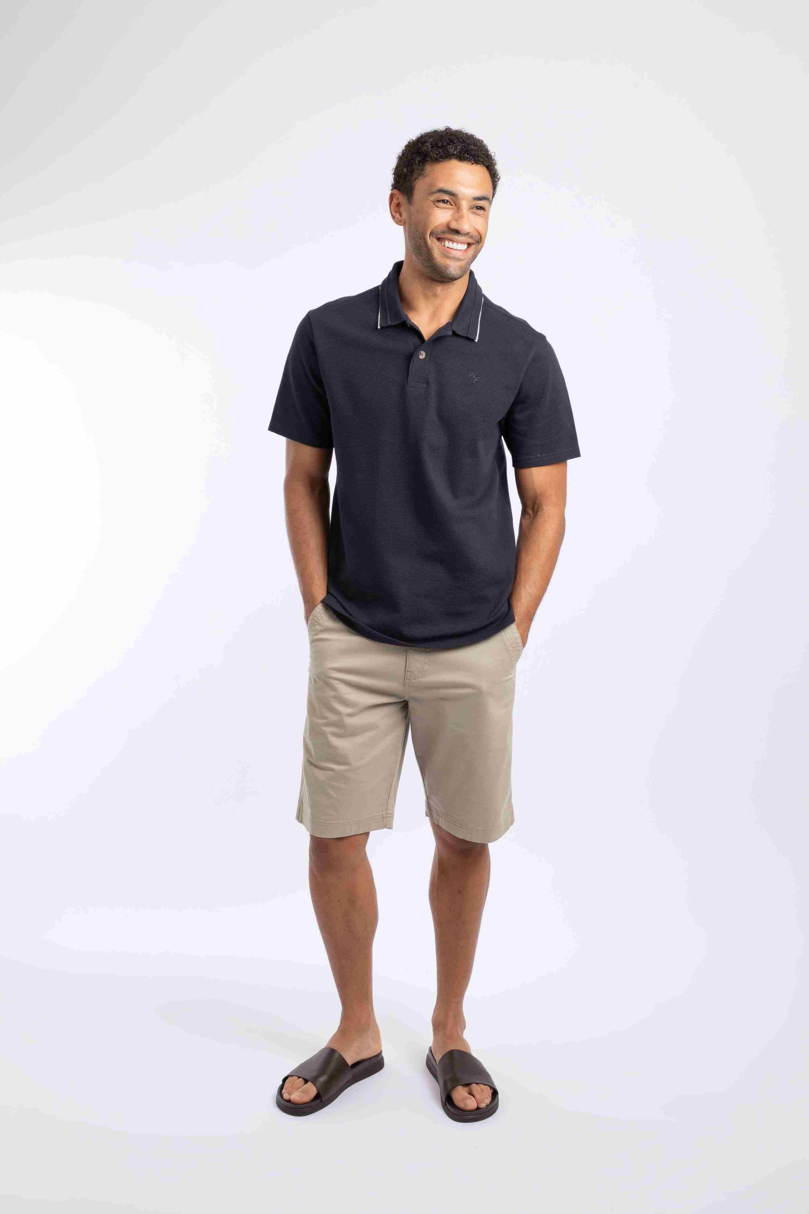 Powell Textured Polo Shirt Midnight