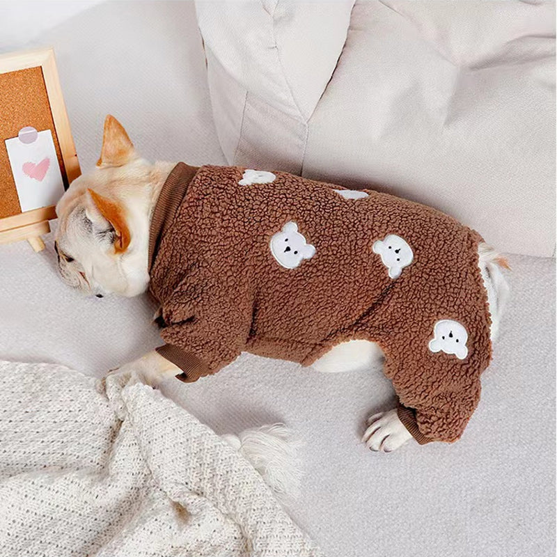 French Bulldog Bearhug Frenchie Warm Cloth Bear Style Jumpsuit Warm Dog Outfit
