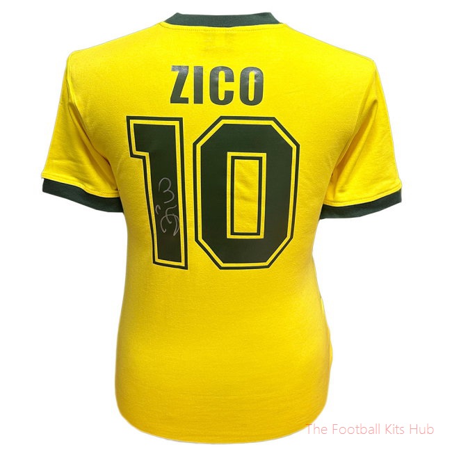 Men Brasil 1982 Zico Signed Shirt