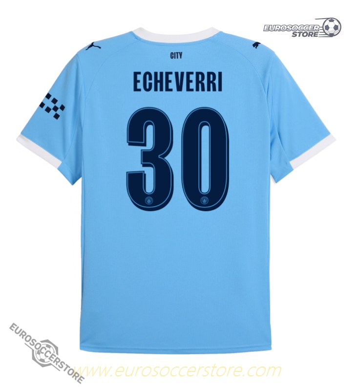 Manchester City's 25-26 UCL Home Jersey with Echeverri's No. 30