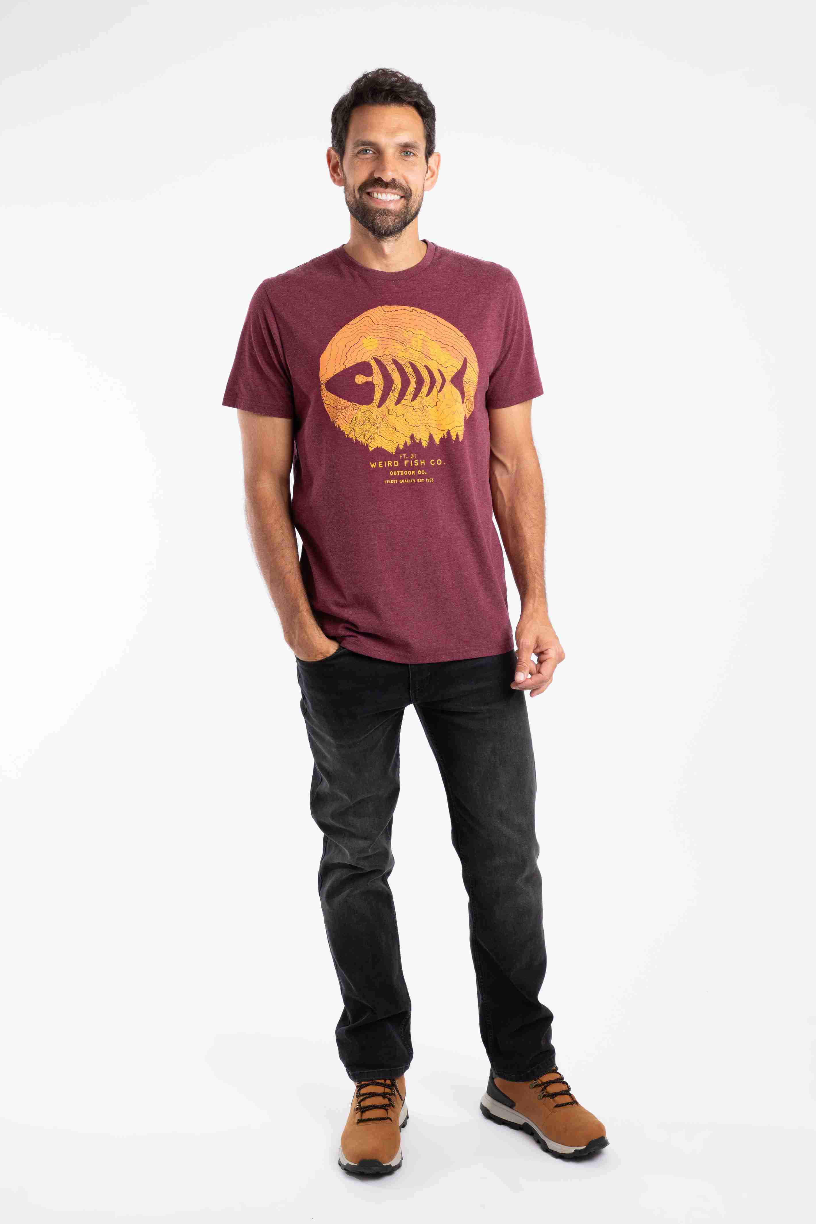 Explorer Front Print Graphic T-Shirt Aubergine