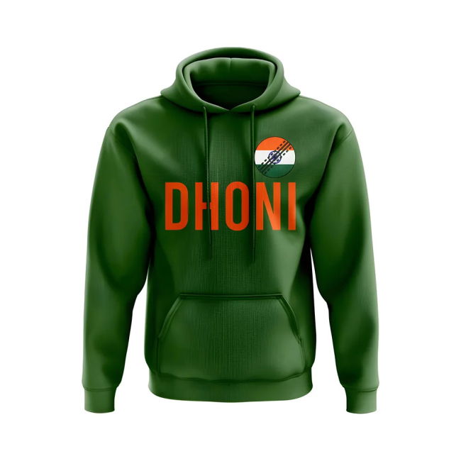 Elite Performance-Driven Ms Dhoni India Name Hoody (Green)