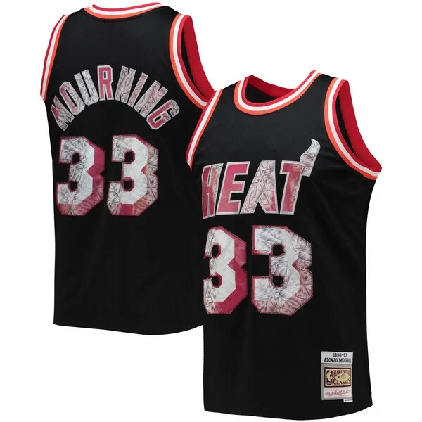 High-Quality Alonzo Mourning MIA Swingman Jersey - Black