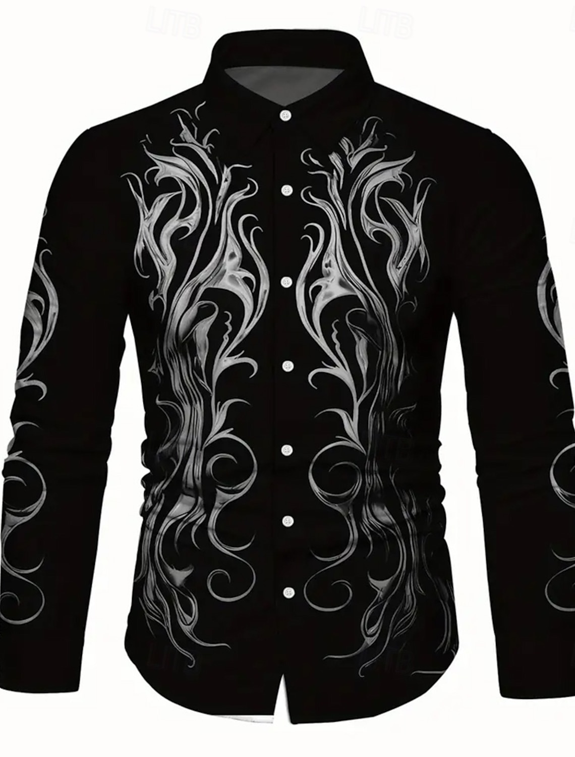 Men's Geometric Scrollwork Costumes Shirt Button Up Casual Dress Long