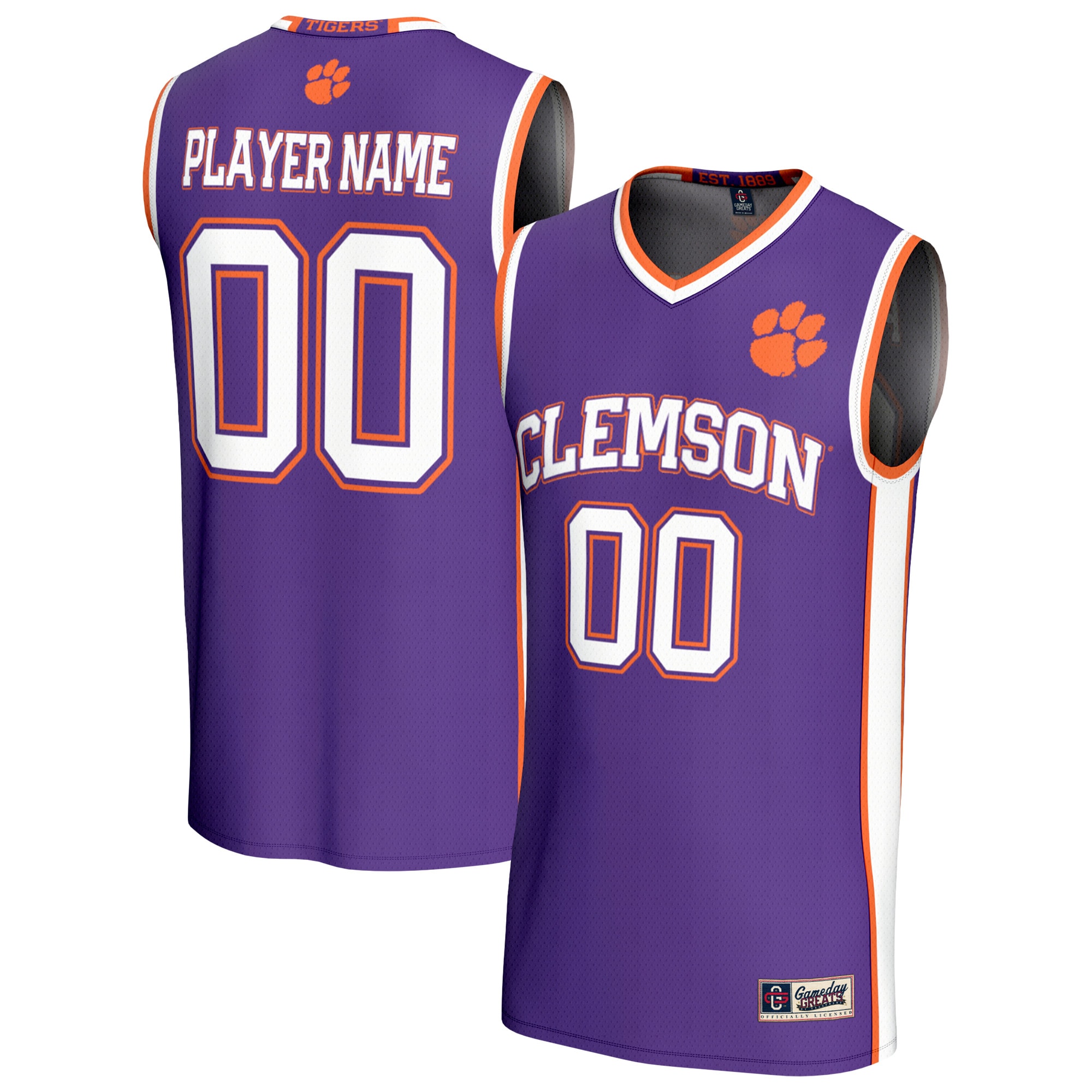 [NJP] Women's Clemson Tigers GameDay Greats Lightweight Collegiate Men's Basketball NIL Pick-A-Player Fashion Jersey - Purple