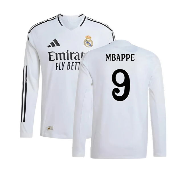 2024-2025 Real Madrid Home Football Shirt (Mbappe 9) Reinforced Seams