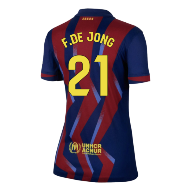 Barcelona Home Elite Jersey Womens (f.de Jong 21) Breathable