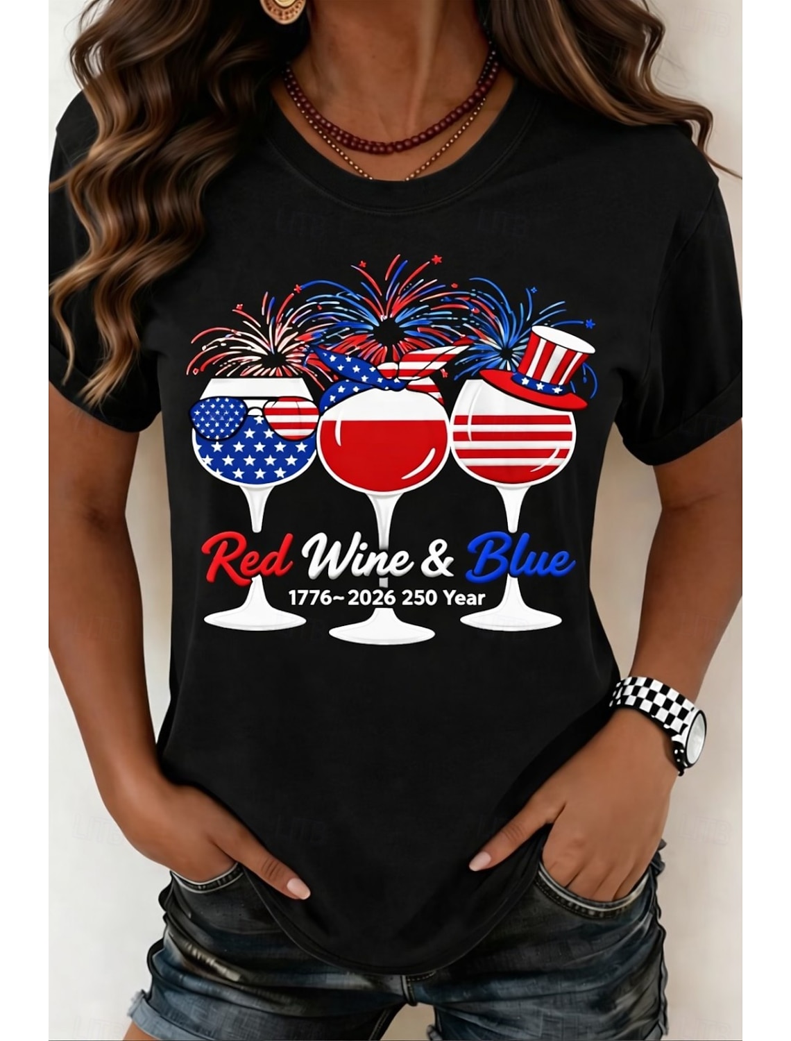 American Independence Day Women's T Shirt Tee Top Print Graphic Striped Stylish Classic Casual Short Sleeve Crew Neck Regular Tops Daily Going out Weekend Red Summer Spring