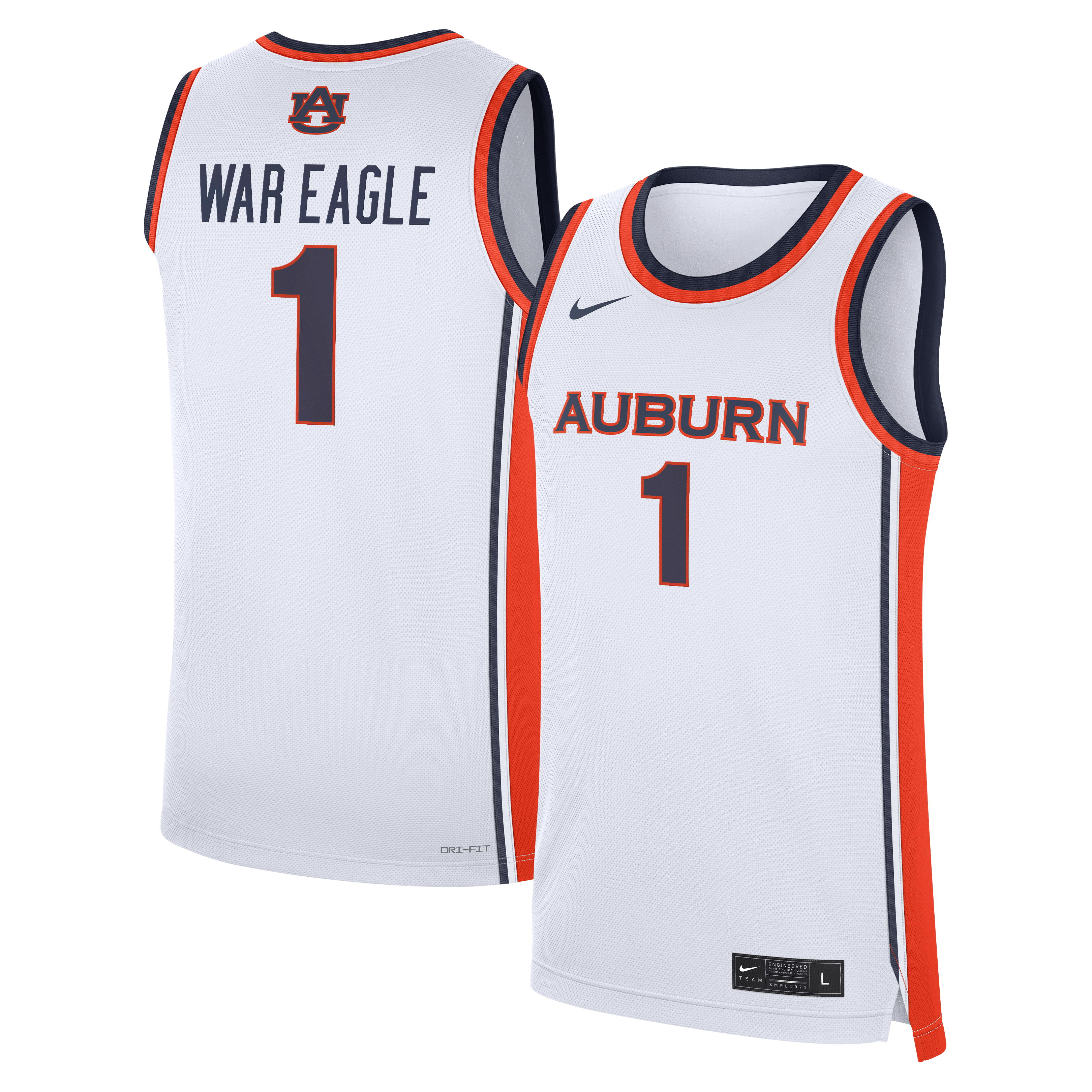 Auburn Tigers Nike #1 Home War Eagle Replica Basketball Jersey - White