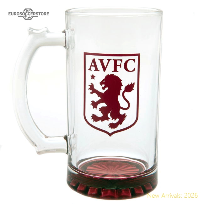 Premium Top-Grade Aston Villa FC Stein Official Glass Tankard