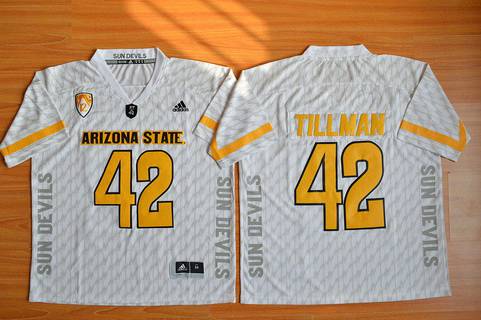 Men's None Pat Tillman #42 college football White 2015 replica Jersey