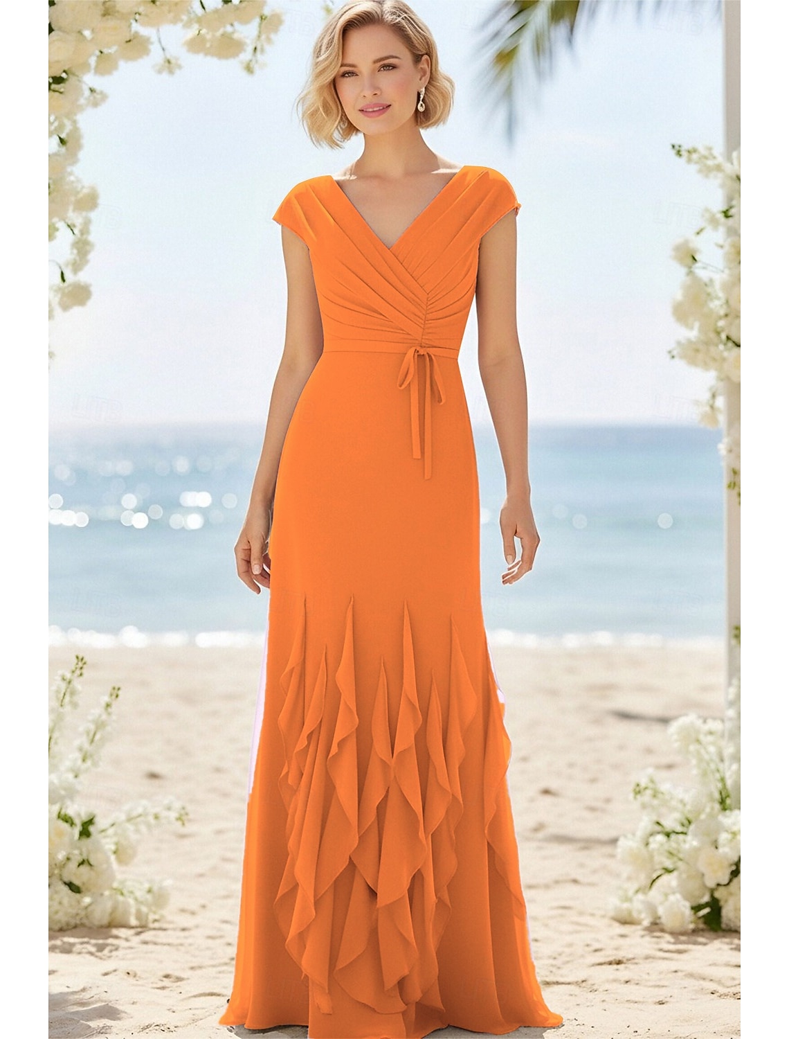 Sheath Column Floor Length Wedding Guest Dress Formal Dresses Evening Gown Mother of the Bride Dress Long Sleeve V Neck Elegant Vintage with Criss Cross Ruched Ruffles