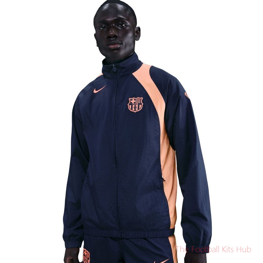 Barcelona Track Jacket T90 Woven GX 3rd - Midnight Navy/Bright Mango