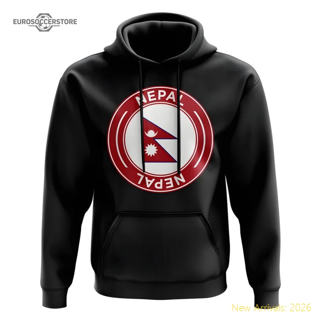 Top-grade Nepal Football Badge Hoodie (black) - Budget-friendly