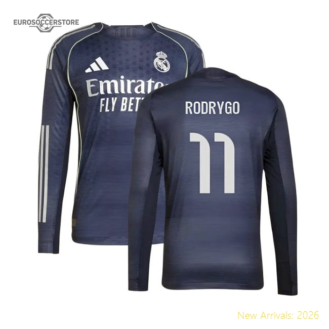 2025-2026 Real Madrid Long Sleeve Second Jersey (rodrygo 11)